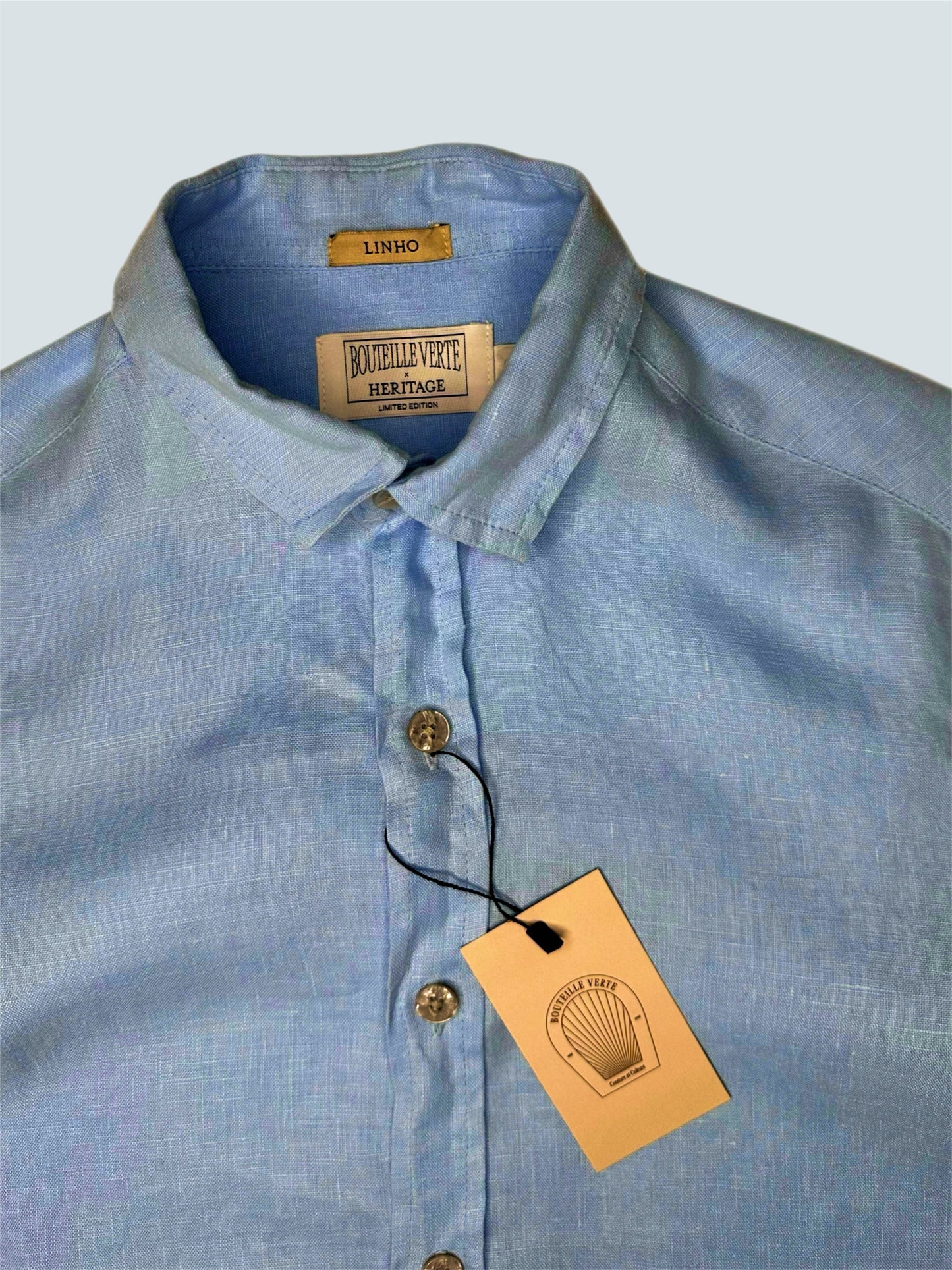 Cerulean Blue Linen Shirt